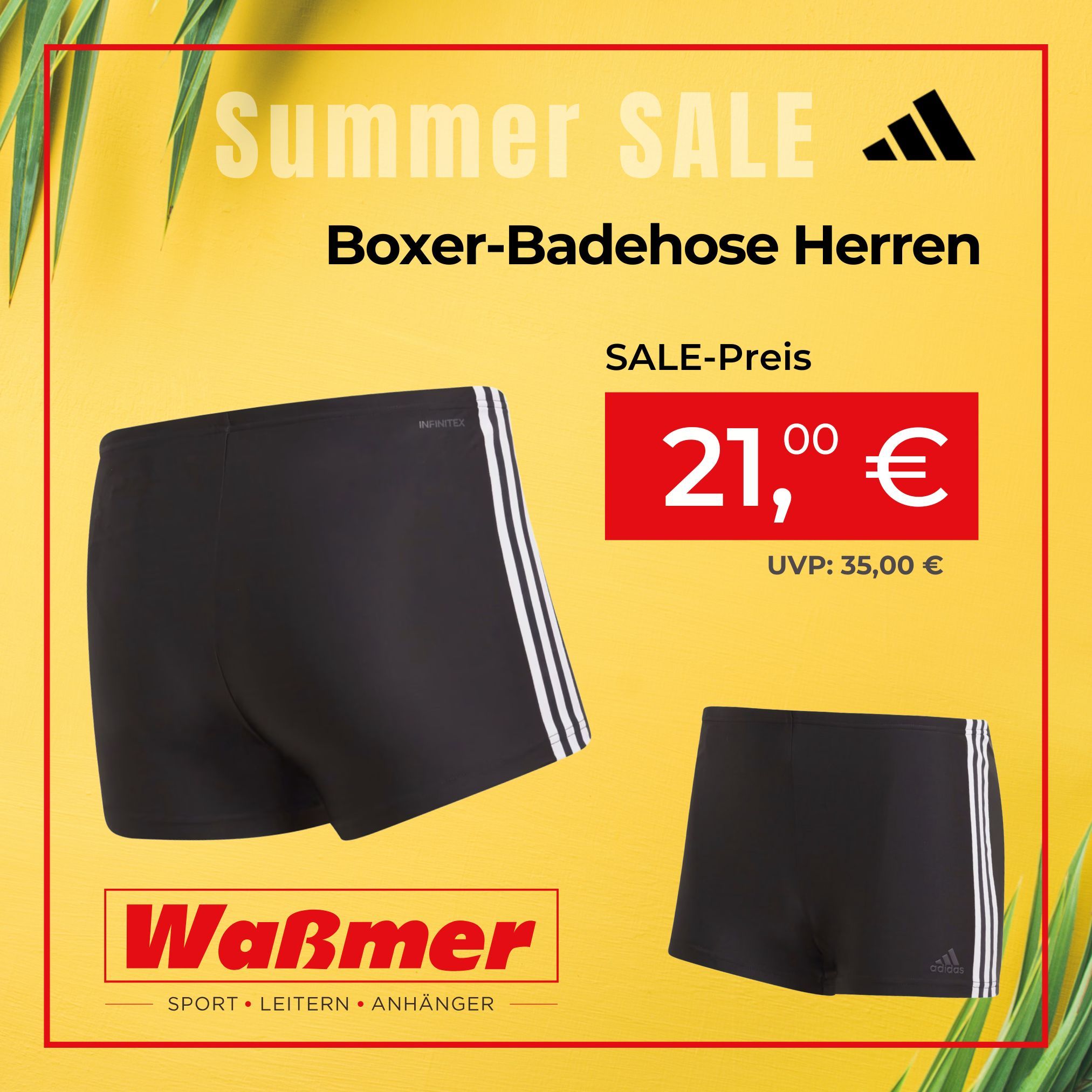 Herren-Badehose ADIDAS 3-STREIFEN BOXER