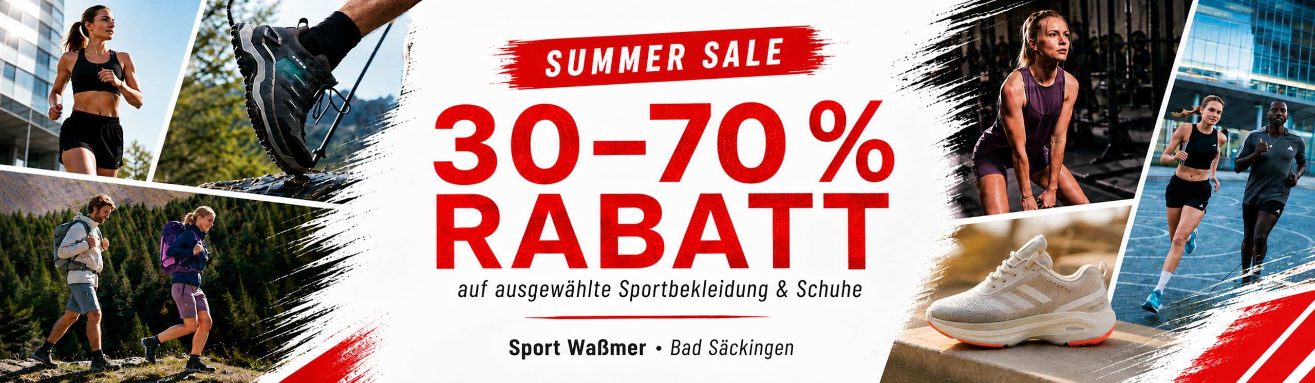 Summer Sale bei Sport Waßmer mit  30 - 70% Rabatt auf ausgewählte Artikel